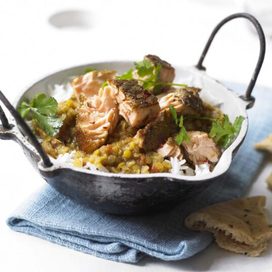 Shemin's Salmon Coriander Dhal Rice