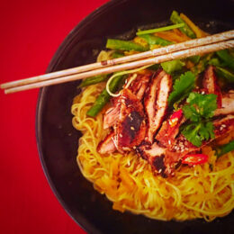 Thai Green Butternut Squash Laksa with Honey & Sesame Seed Chicken